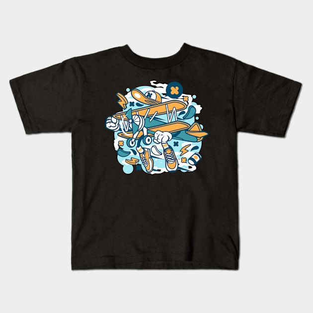 Cute Aeroplane Cartoon Kids T-Shirt by BamBam